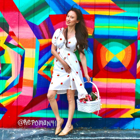 Strawberry Cottagecore Summer Milkmaid Dress - Picture 5 of 8